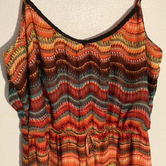 🍁 MAURICE Size M lined midi / maxi Summer Dress •Sunset Colors • boho - Picture 2 of 5